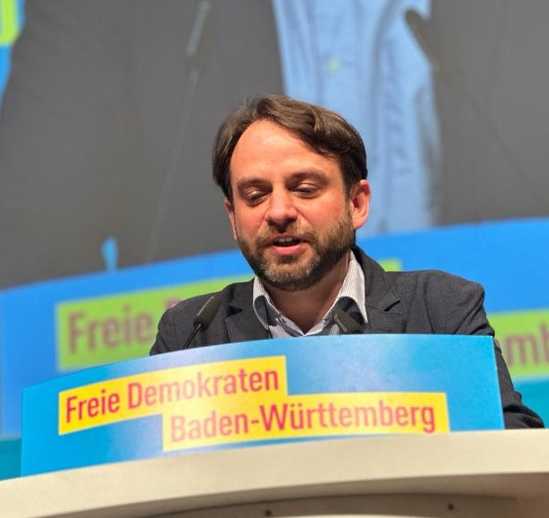 Dr. Andreas Anton bei seiner Bewerbungsrede für den FDP-Landesvorstand